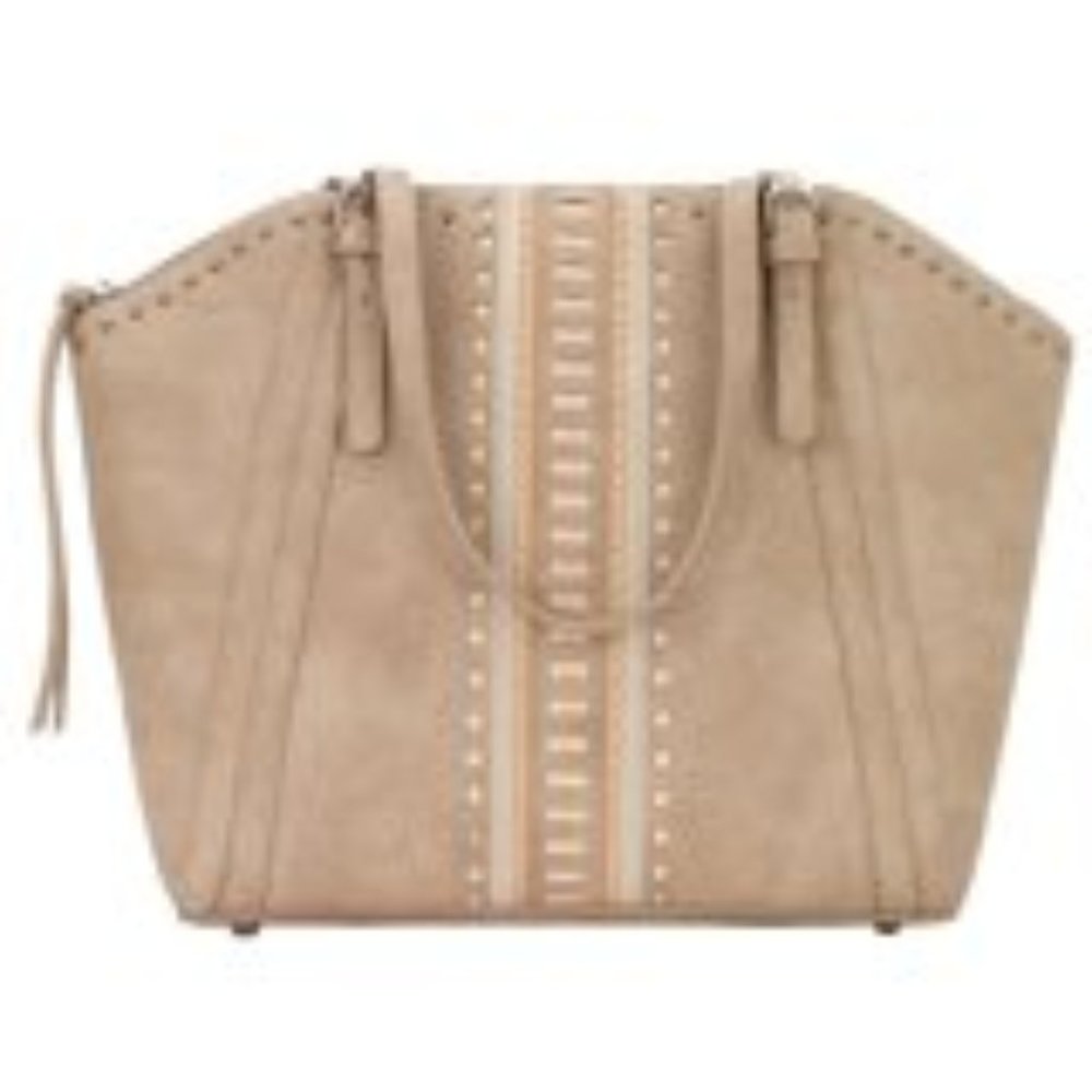 Beige Stud-Accent Women’s Tote Bag